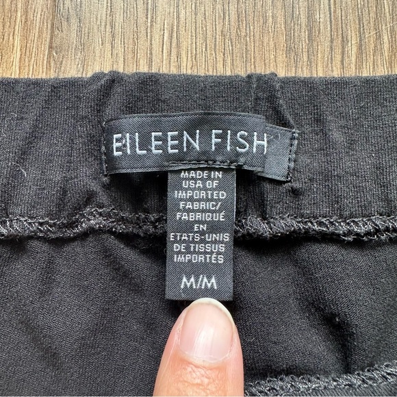Eileen Fisher Washable Stretch Slim Ankle Pant Medium Black Pull On Viscose USA - Picture 3 of 8